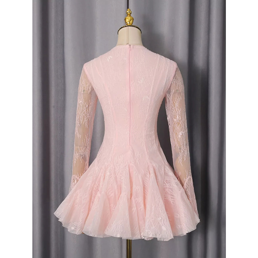Lace Flare Sleeve Mini Dress Apparel and Accessories