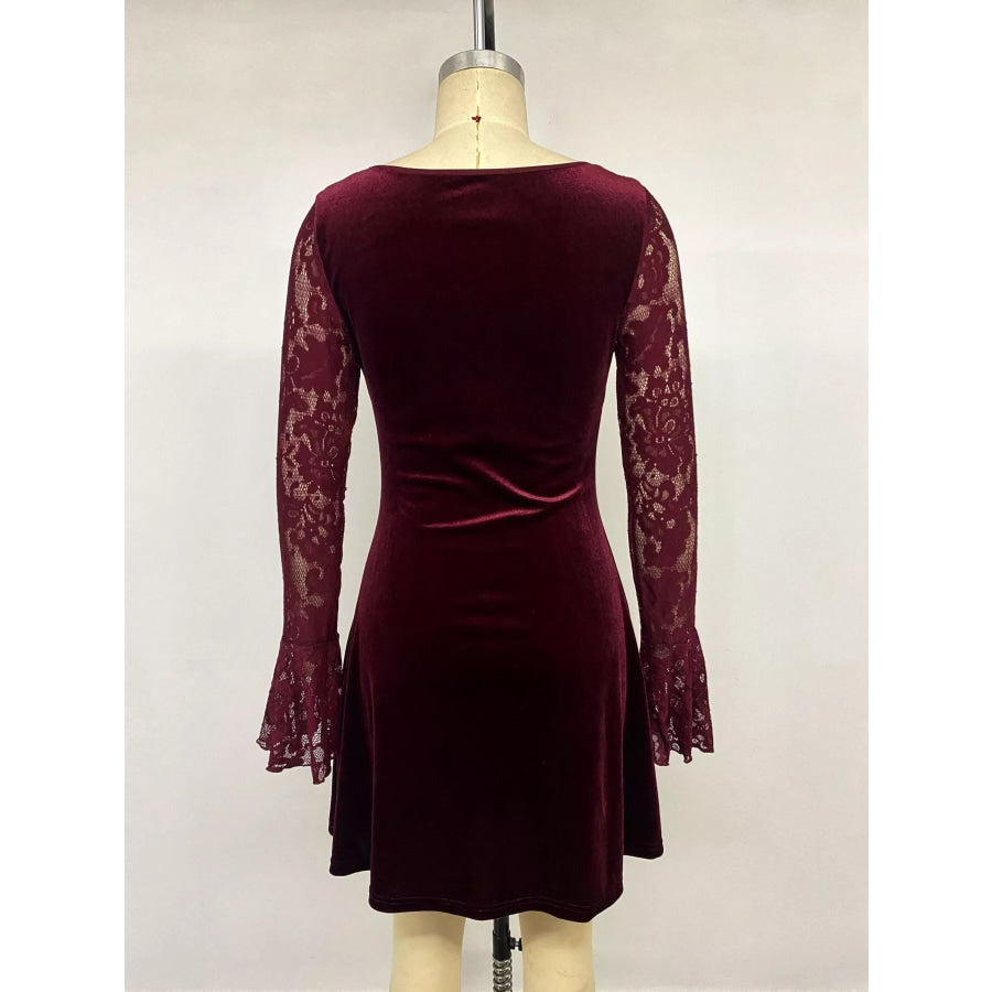 Lace Flare Sleeve Mini Dress Apparel and Accessories