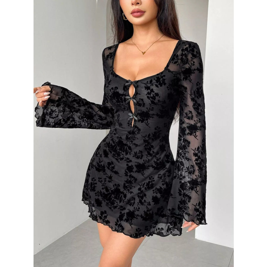Lace Flare Sleeve Mini Dress Apparel and Accessories