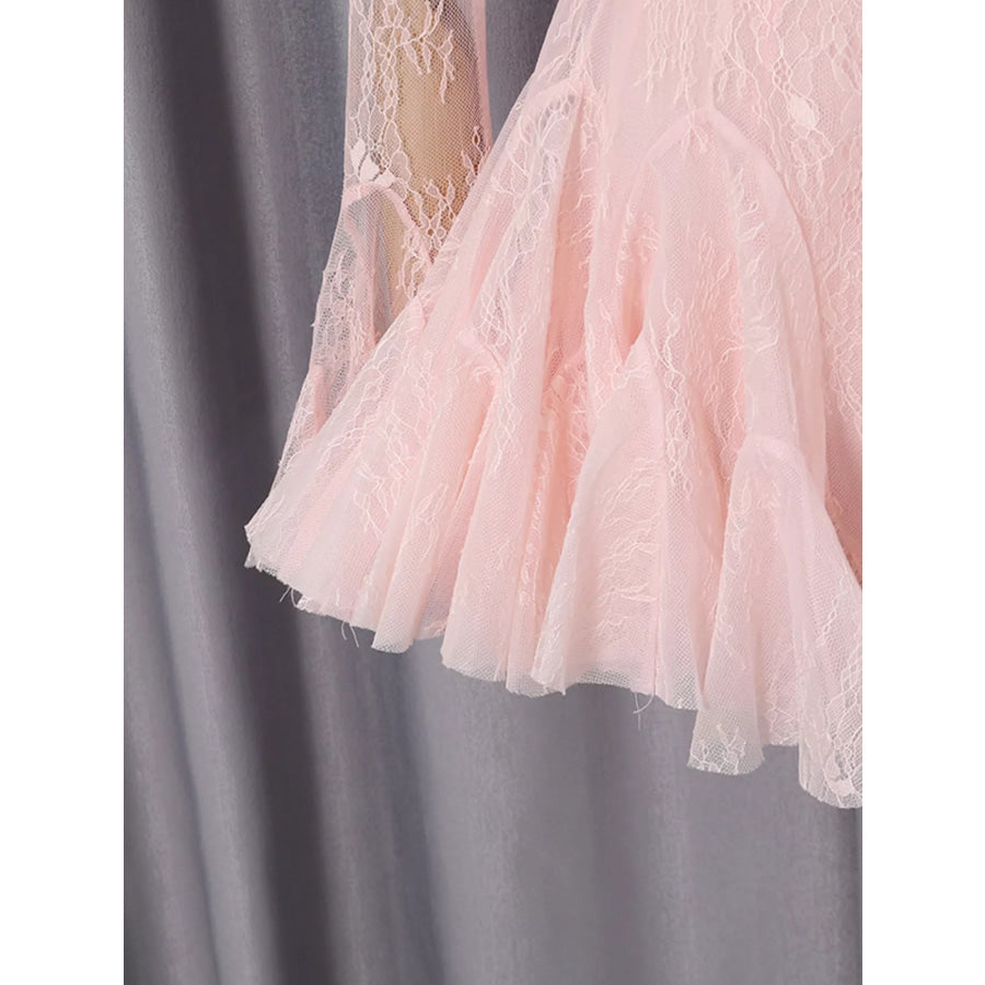 Lace Flare Sleeve Mini Dress Apparel and Accessories
