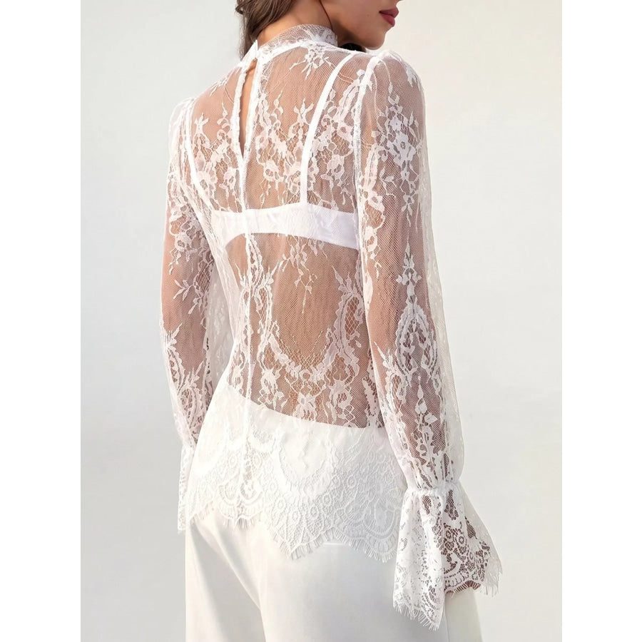 Lace Flounce Sleeve Top Apparel and Accessories