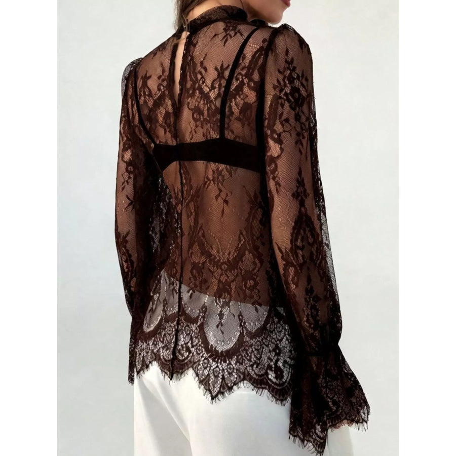 Lace Flounce Sleeve Top Apparel and Accessories