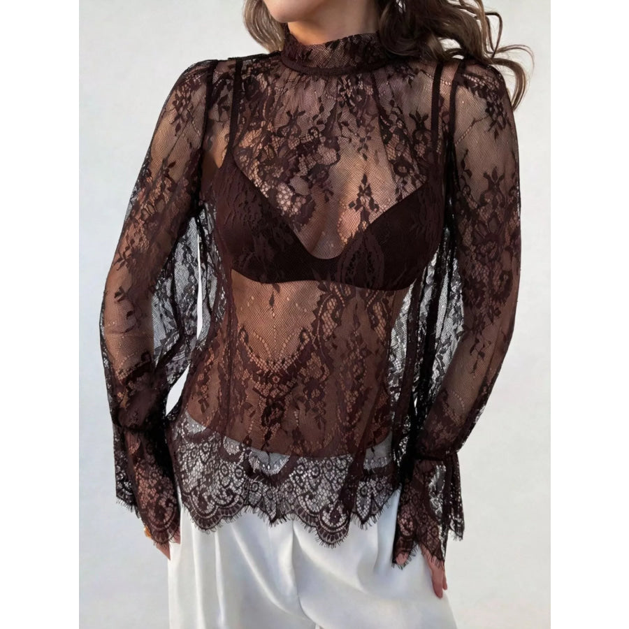 Lace Flounce Sleeve Top Apparel and Accessories