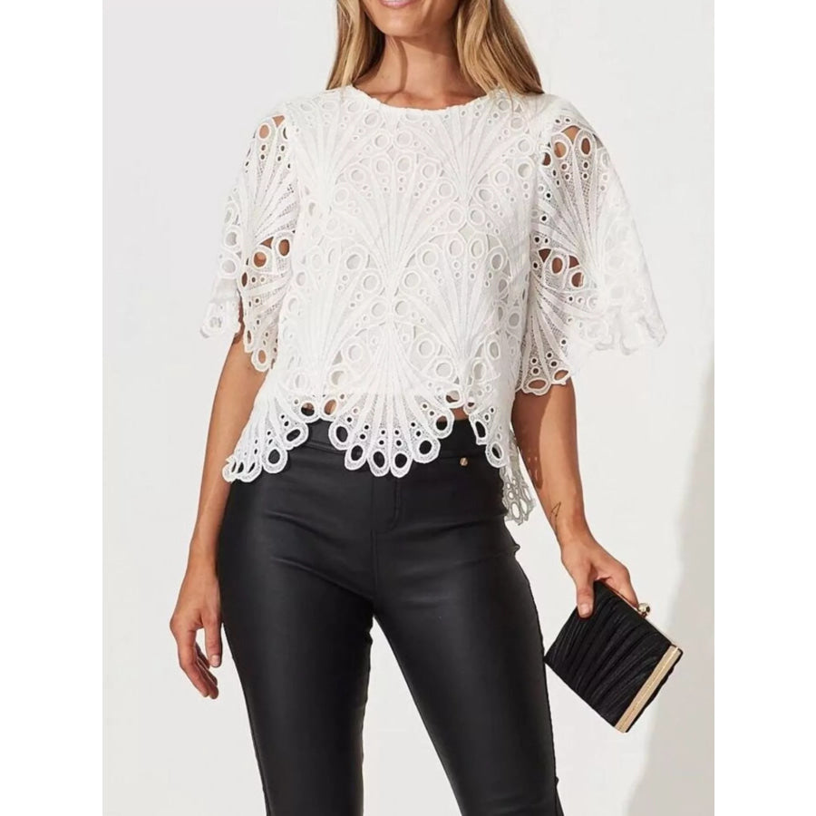 Lace Half Sleeve Blouse Apparel and Accessories