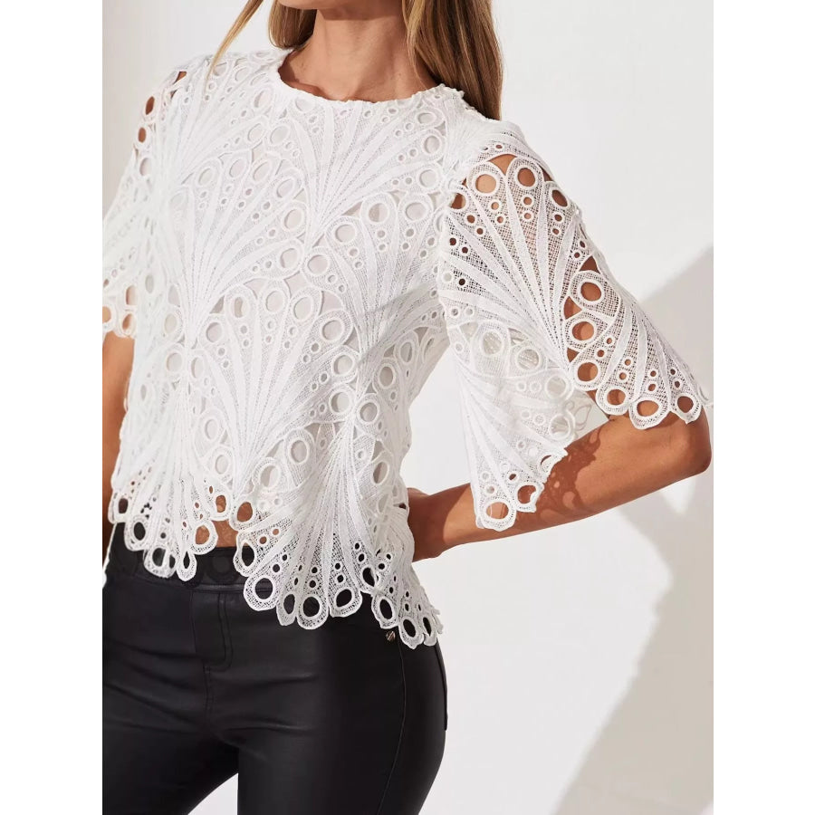 Lace Half Sleeve Blouse Apparel and Accessories