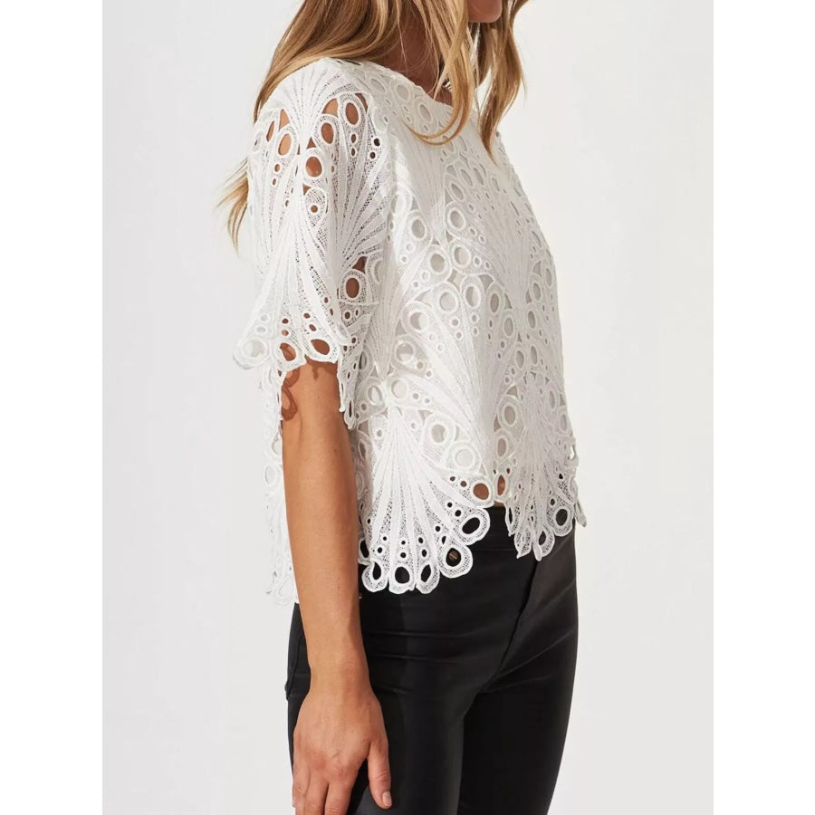 Lace Half Sleeve Blouse Apparel and Accessories