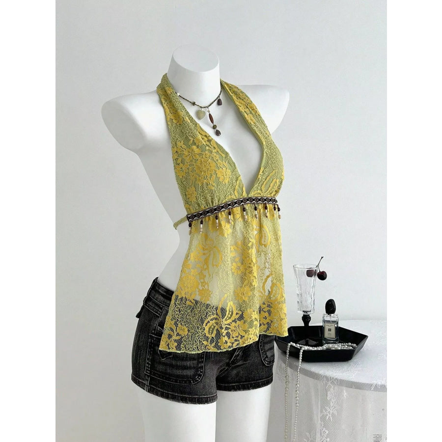 Lace Halter Neck Cami Apparel and Accessories