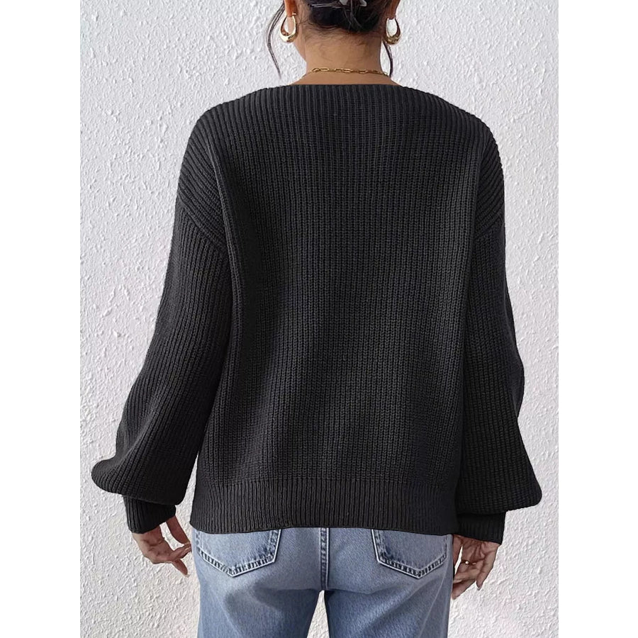 Lace Heart Dropped Shoulder Sweater Apparel and Accessories