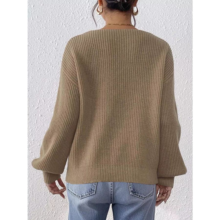 Lace Heart Dropped Shoulder Sweater Apparel and Accessories