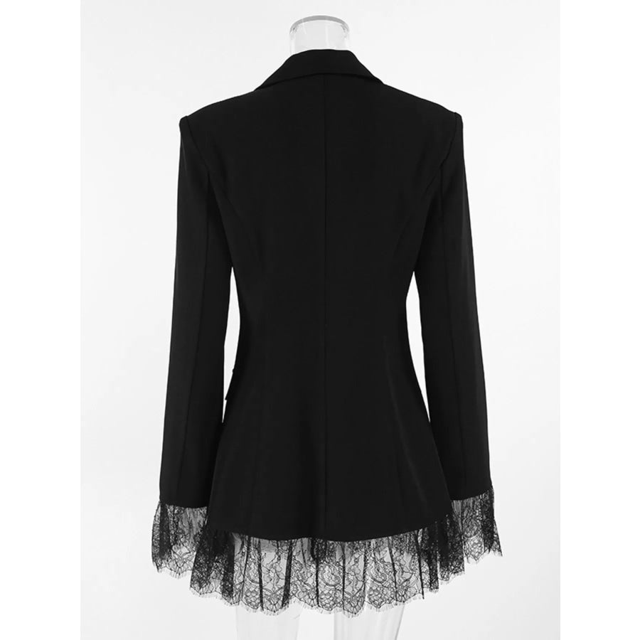 Lace Hem Lapel Collar Blazer Apparel and Accessories
