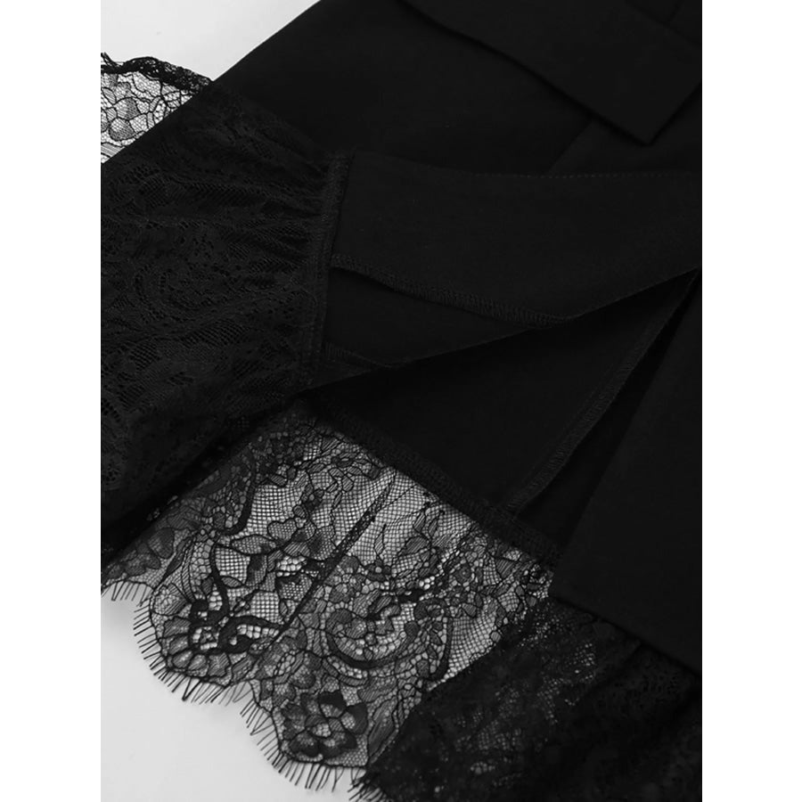Lace Hem Lapel Collar Blazer Apparel and Accessories