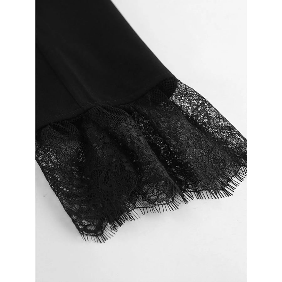 Lace Hem Lapel Collar Blazer Apparel and Accessories
