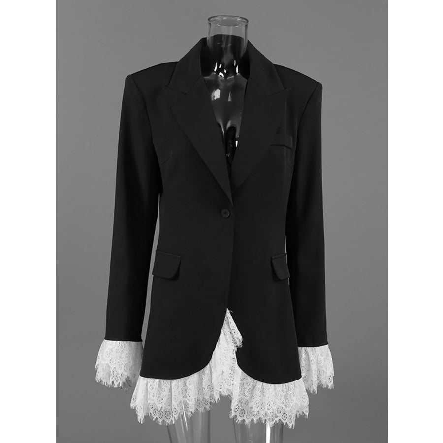 Lace Hem One Button Blazer Apparel and Accessories