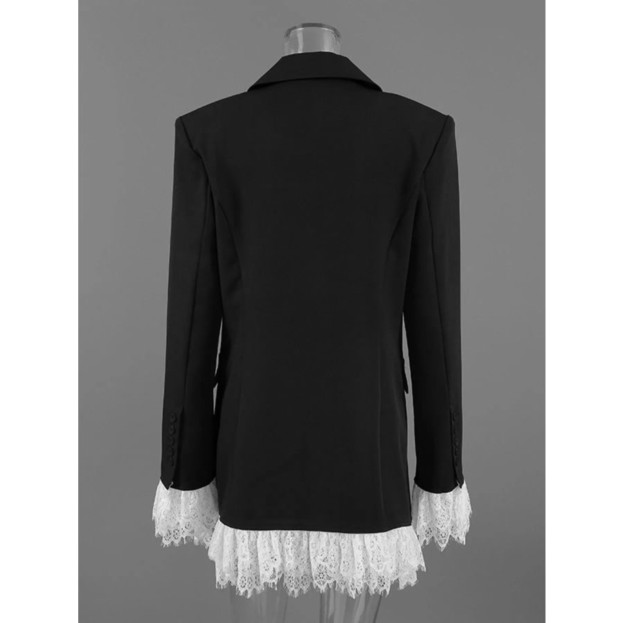 Lace Hem One Button Blazer Apparel and Accessories