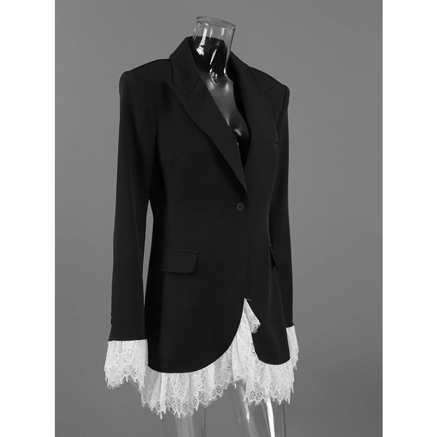 Lace Hem One Button Blazer Apparel and Accessories