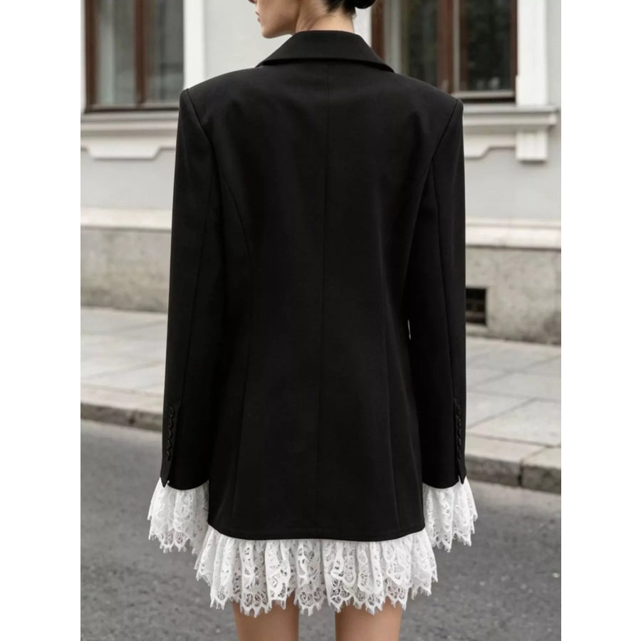 Lace Hem One Button Blazer Apparel and Accessories