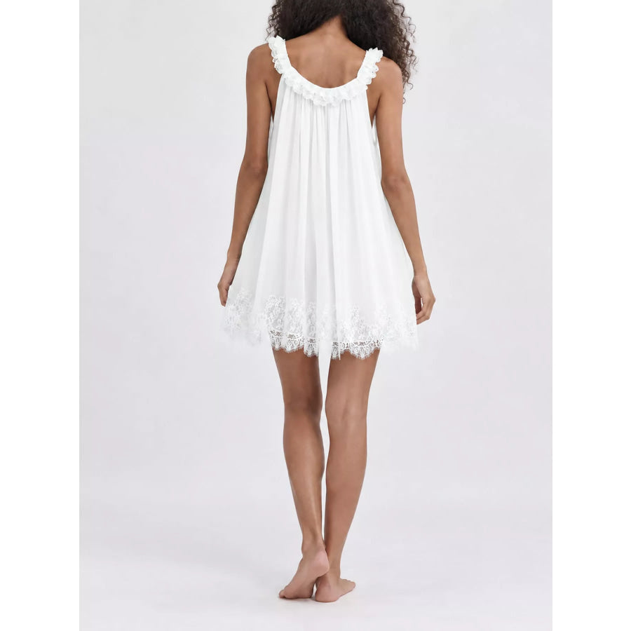 Lace Hem Ruffle-Trimmed Babydoll Dress Apparel and Accessories