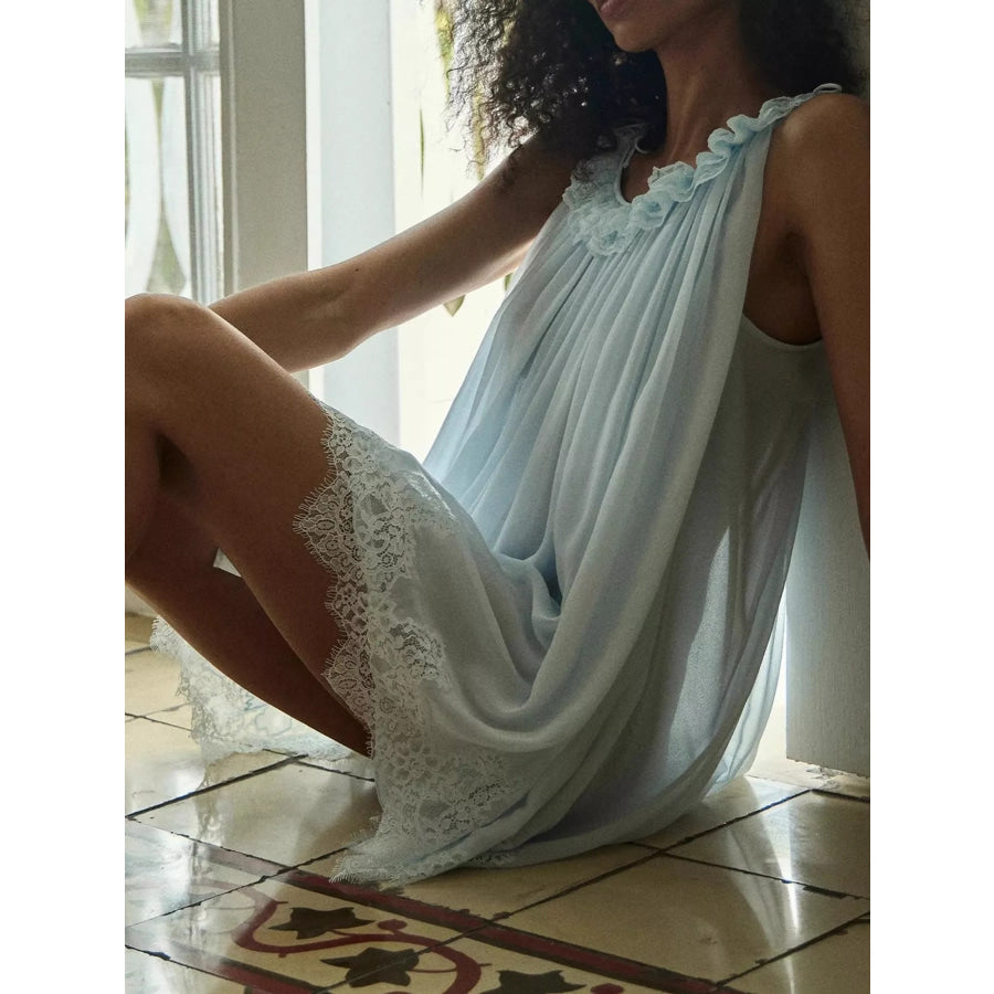 Lace Hem Ruffle-Trimmed Babydoll Dress Apparel and Accessories