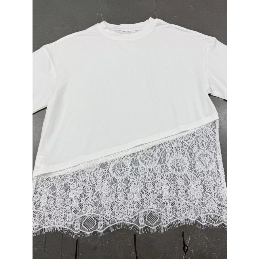 Lace Hem Short Sleeve Top Apparel and Accessories