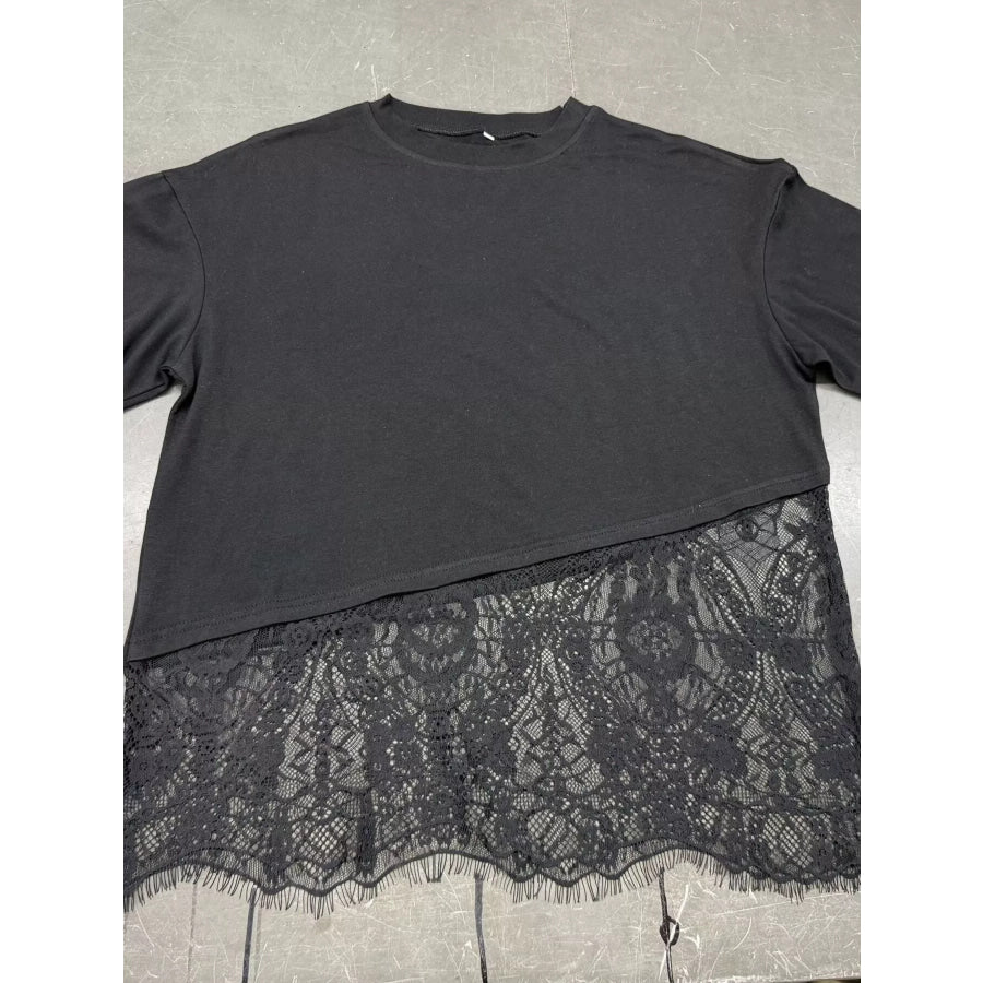 Lace Hem Short Sleeve Top Apparel and Accessories