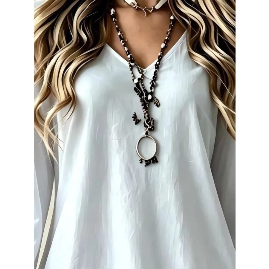 Lace Hem V-Neck Flounce Sleeve Dress Apparel and Accessories