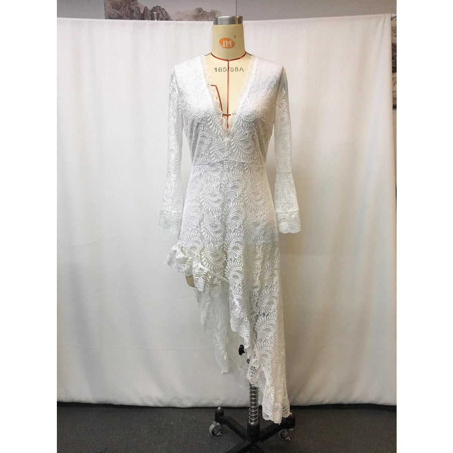 Lace High-Low V-Neck Dress Apparel and Accessories