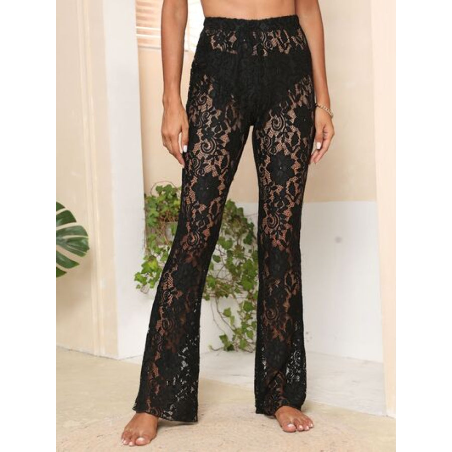 Lace High Waist Swim Pants Black / S Apparel and Accessories