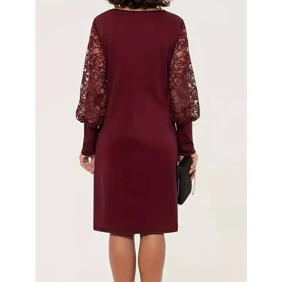 Lace Lantern Sleeve Dress Apparel and Accessories
