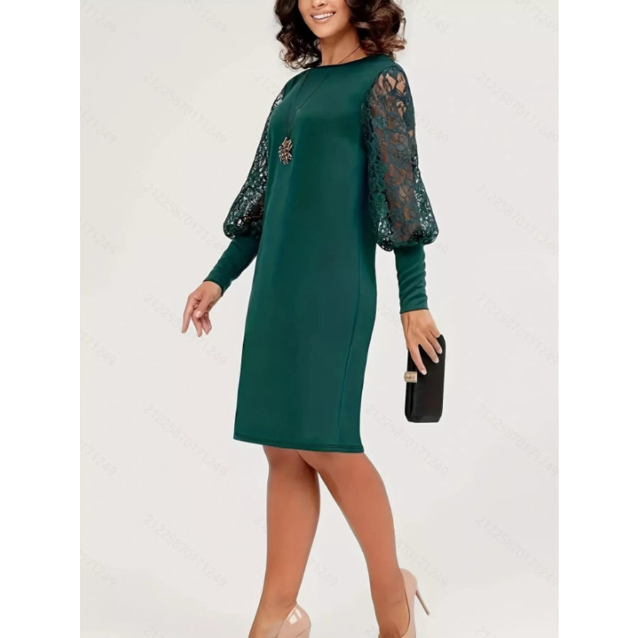 Lace Lantern Sleeve Dress Apparel and Accessories