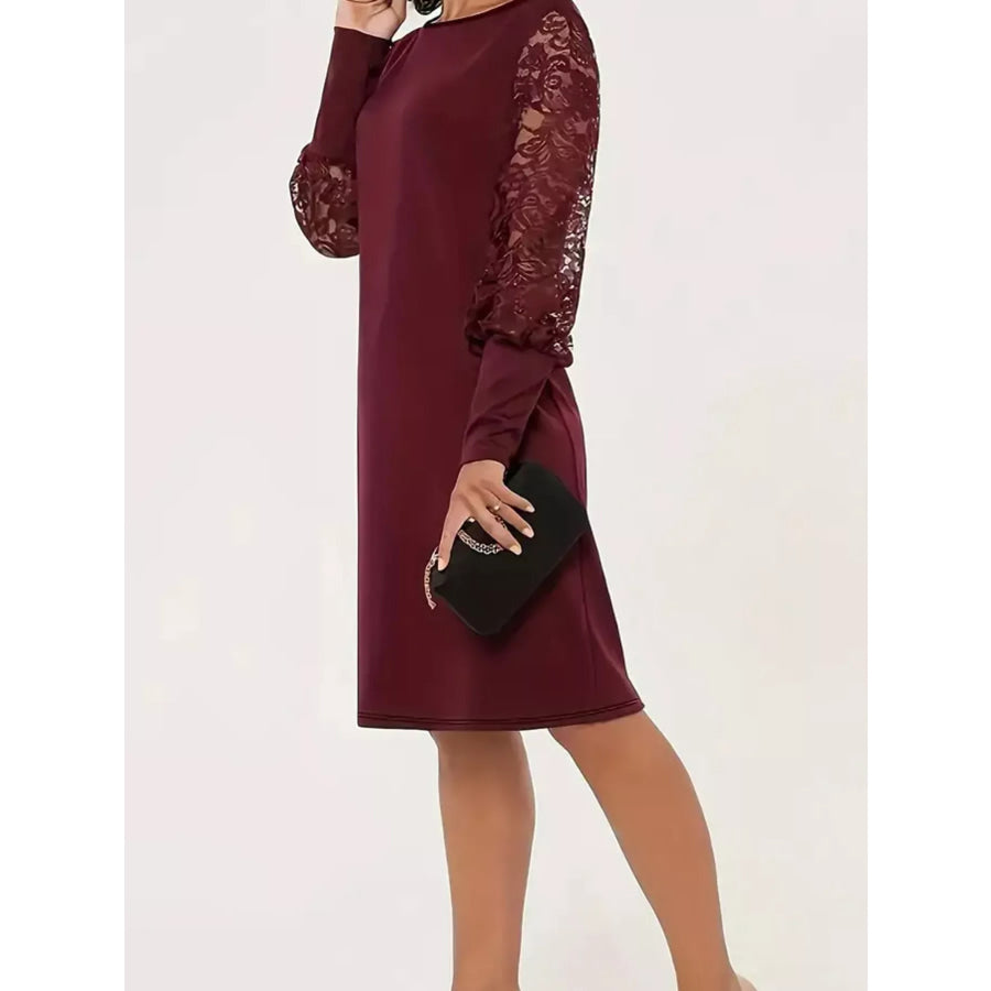 Lace Lantern Sleeve Dress Apparel and Accessories