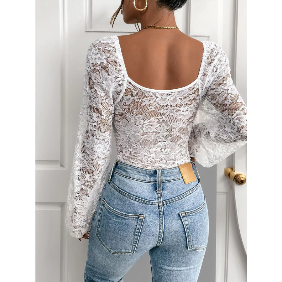 Lace Long Sleeve Bodysuit Apparel and Accessories
