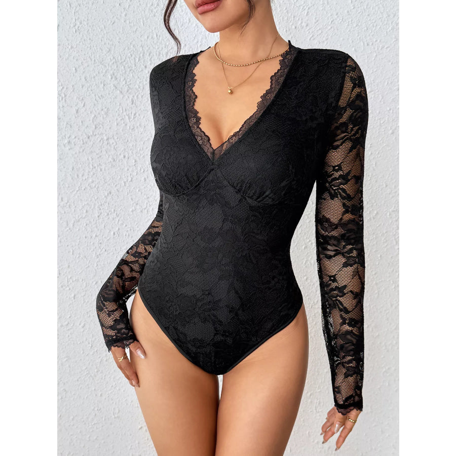 Lace Long Sleeve Bodysuit Apparel and Accessories