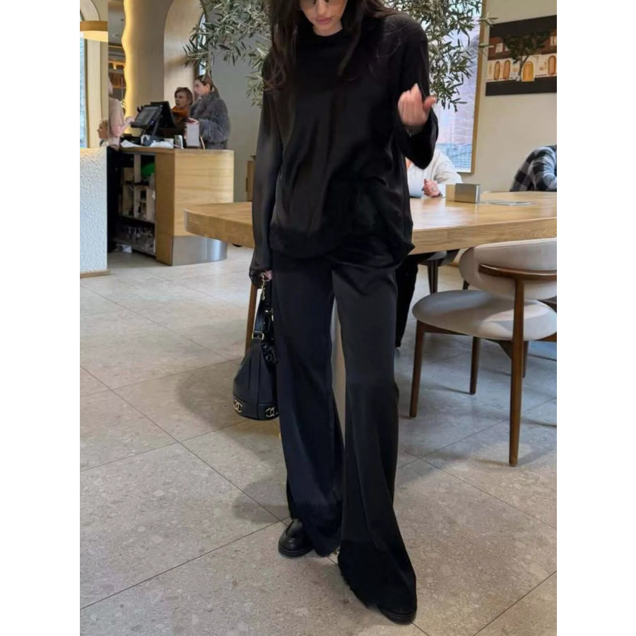Lace Long Sleeve Top and Pants Set Apparel Accessories