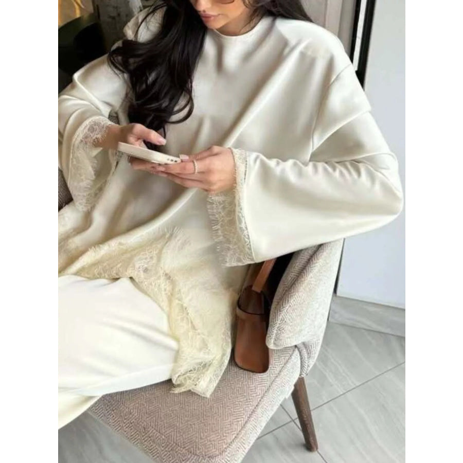 Lace Long Sleeve Top and Pants Set Apparel Accessories