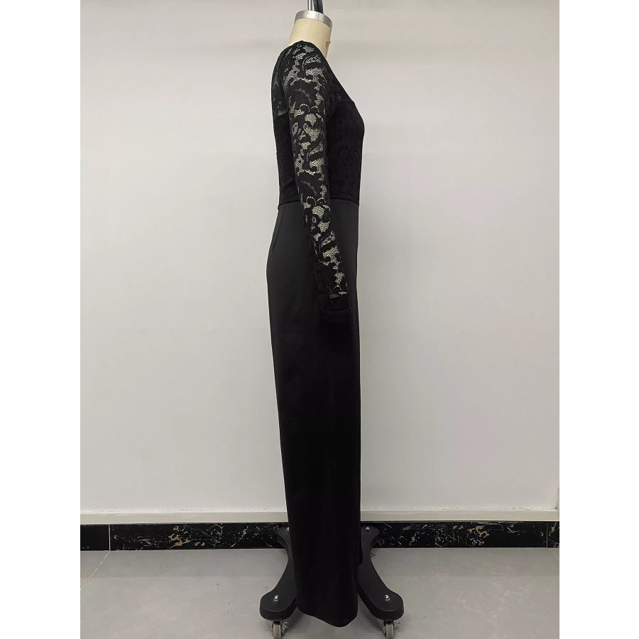 Lace Long Sleeve Wide-Leg Jumpsuit Apparel and Accessories
