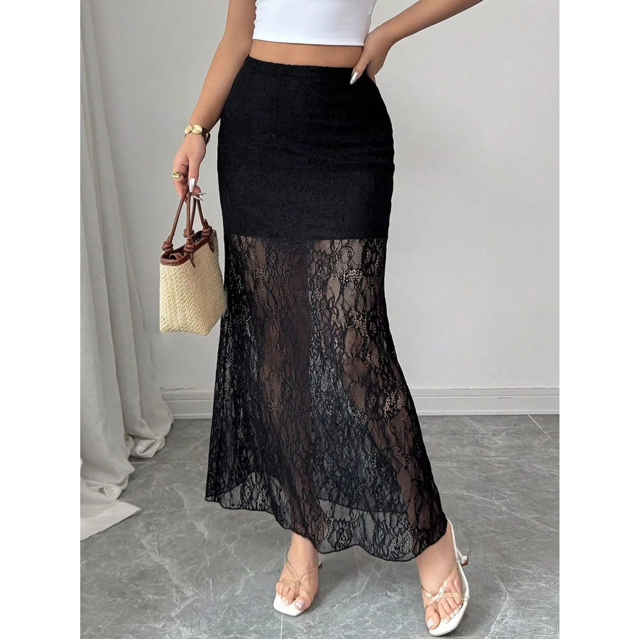 Lace Mermaid Maxi Skirt Black / S Apparel and Accessories