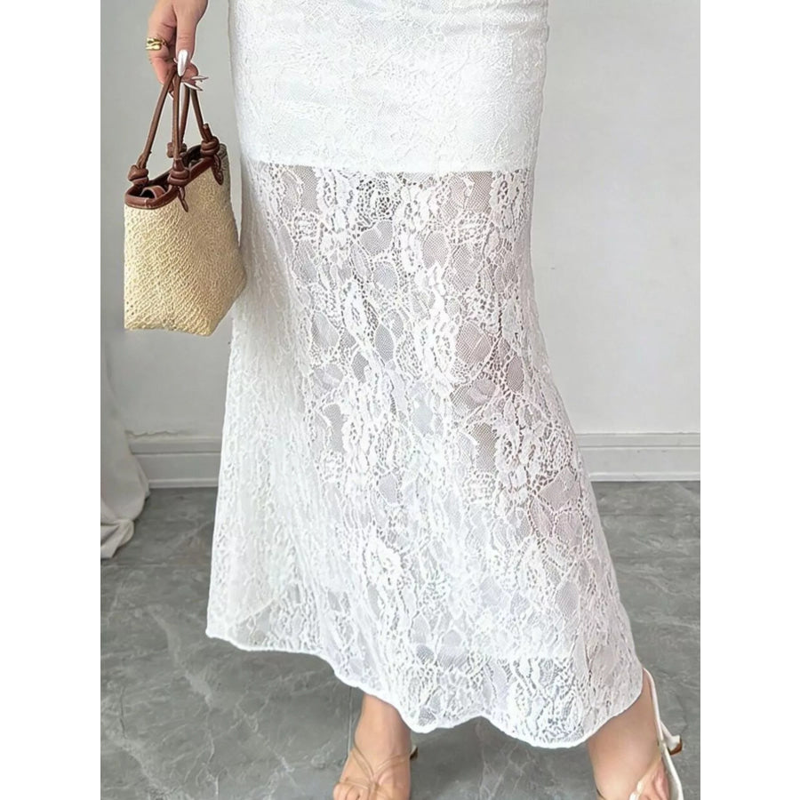 Lace Mermaid Maxi Skirt White / S Apparel and Accessories
