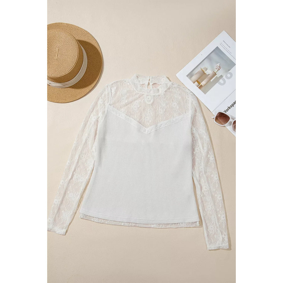 Lace Mesh Long Sleeve Top Apparel and Accessories