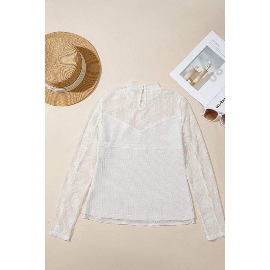 Lace Mesh Long Sleeve Top Apparel and Accessories