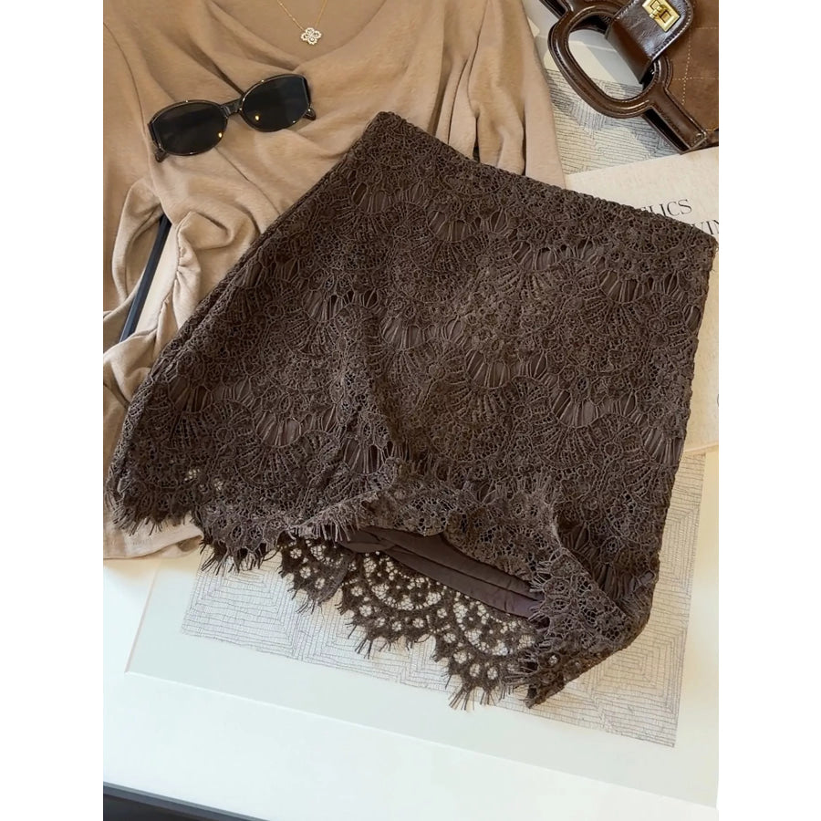 Lace Mini Skirt Coffee / S Apparel and Accessories