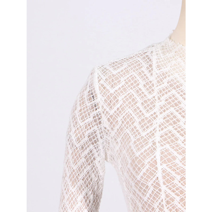 Lace Mock Neck Long Sleeve Maxi Dress Apparel and Accessories
