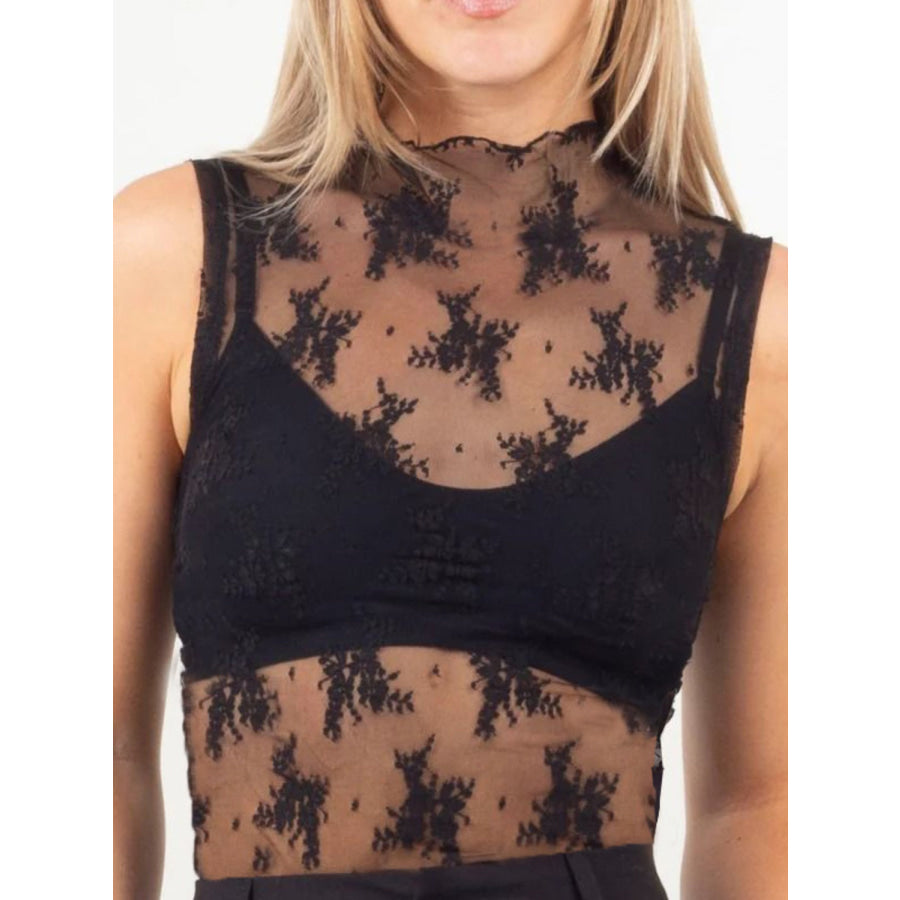 Lace Mock Neck Top Apparel and Accessories