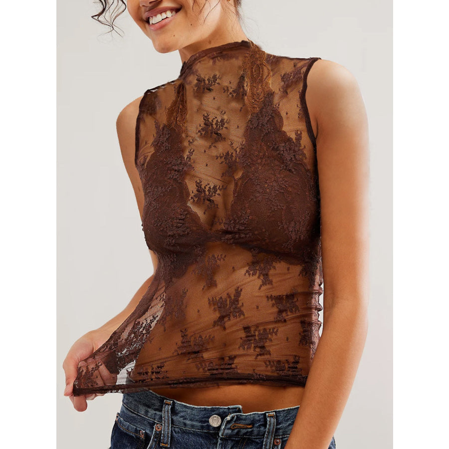 Lace Mock Neck Top Apparel and Accessories