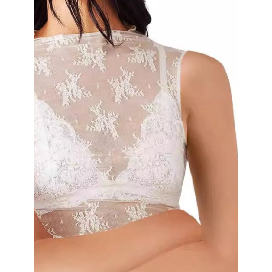 Lace Mock Neck Top Apparel and Accessories