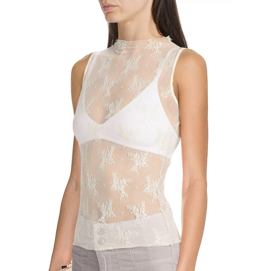 Lace Mock Neck Top Apparel and Accessories