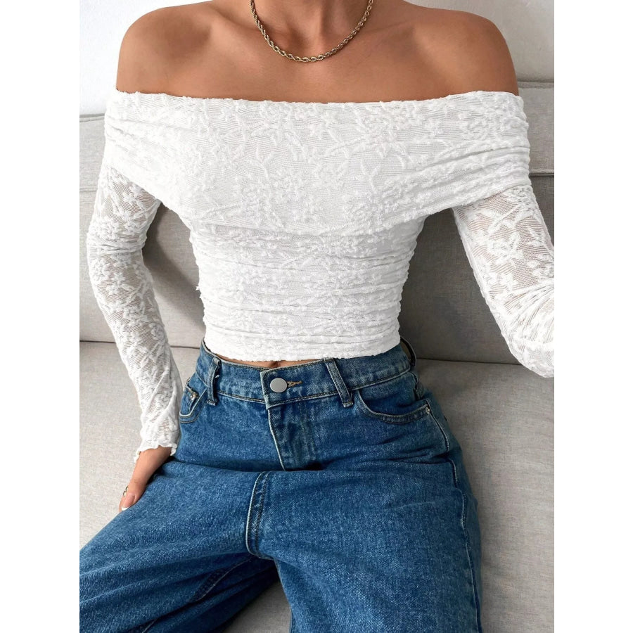 Lace Off-Shoulder Long Sleeve Top Apparel and Accessories