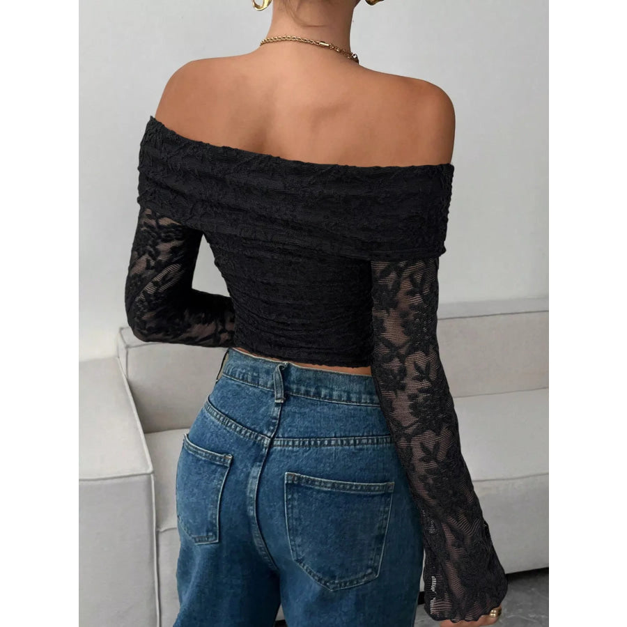 Lace Off-Shoulder Long Sleeve Top Apparel and Accessories
