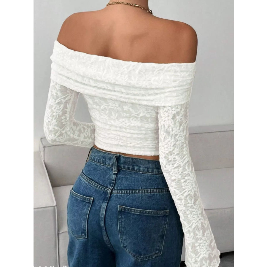 Lace Off-Shoulder Long Sleeve Top Apparel and Accessories