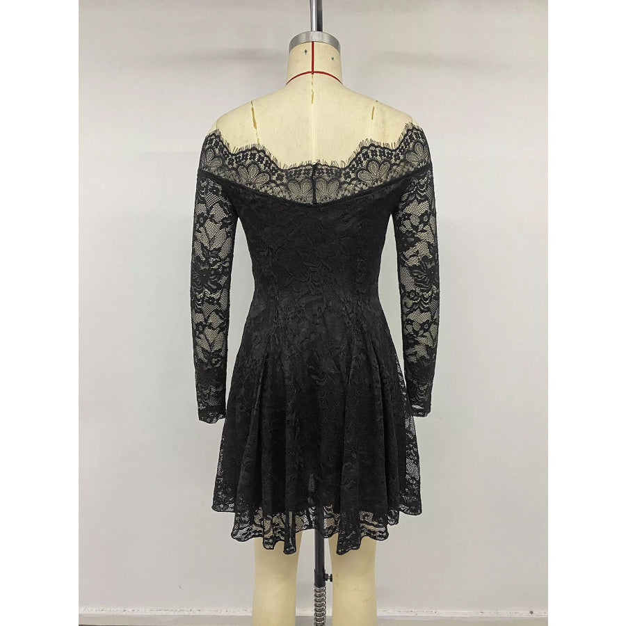 Lace Off Shoulder Mini Dress Apparel and Accessories