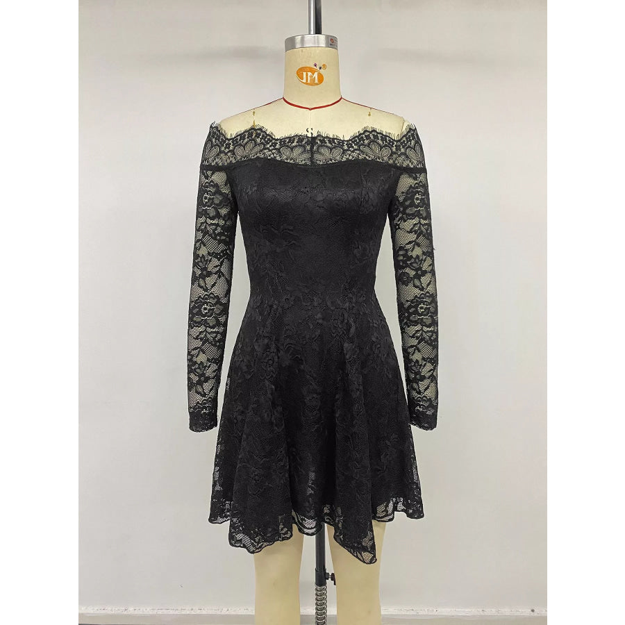Lace Off Shoulder Mini Dress Apparel and Accessories